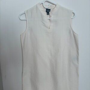 Like New EILEEN FISHER Cream Silk Sleeveless Top w/Mandarin Collar Size XS
